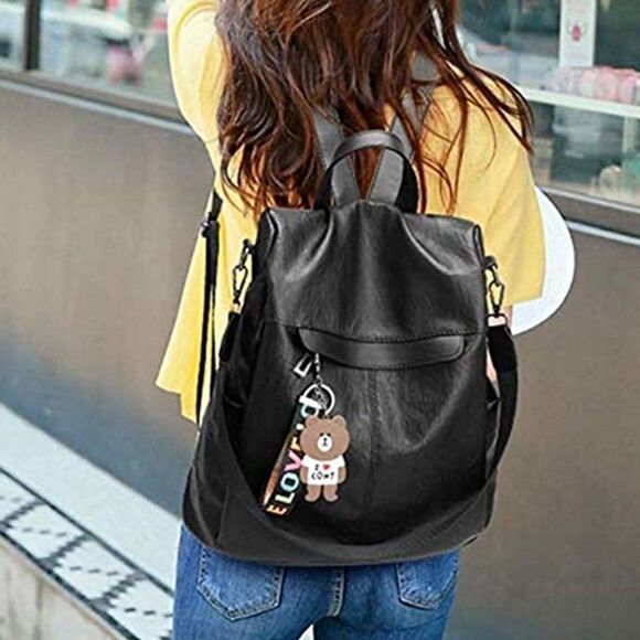 Tammy Women Backpack PU- BLACK B0298 main image 5